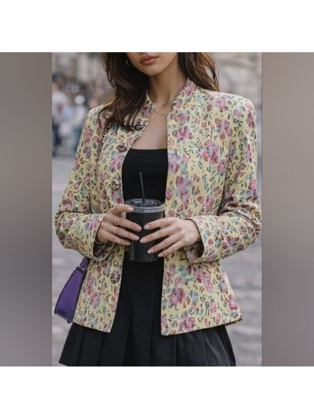 L • Tudor Court • Colourful Cheetah Print Jacket with Silver Cage Buttons